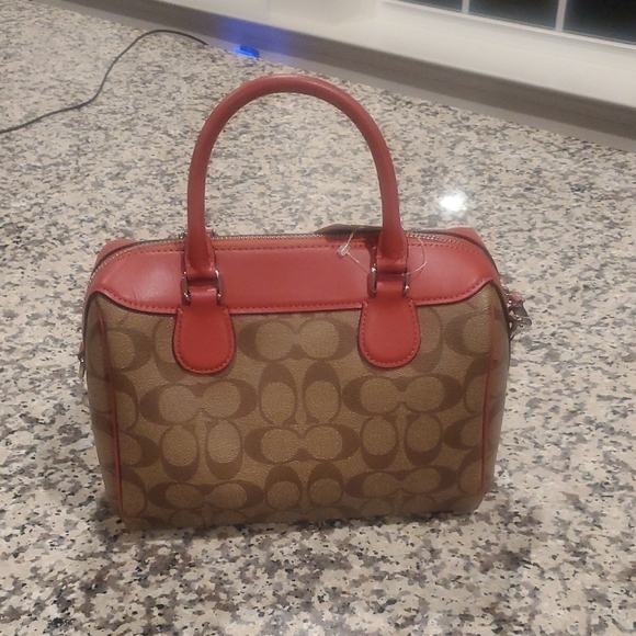 Coach Brown and Red Satchel with Playful Design - Picture 2 of 2